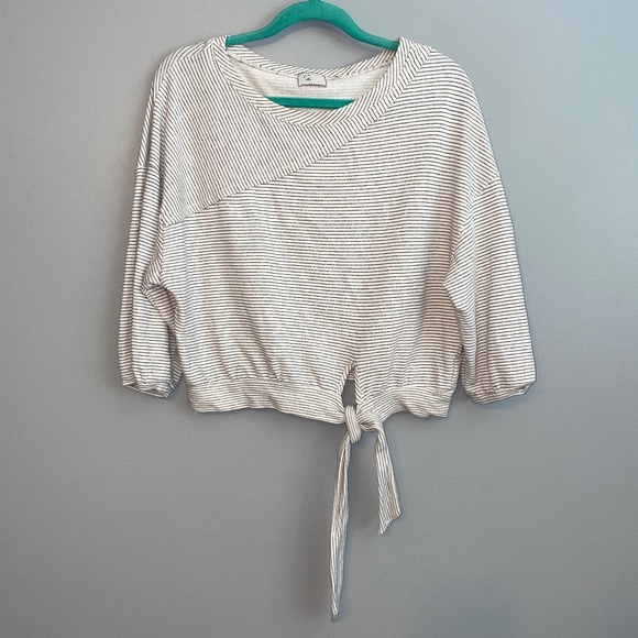 EUC Anthropologie Postmark Bianca Striped Tie Top Sweatshirt Size Small - Picture 4 of 9